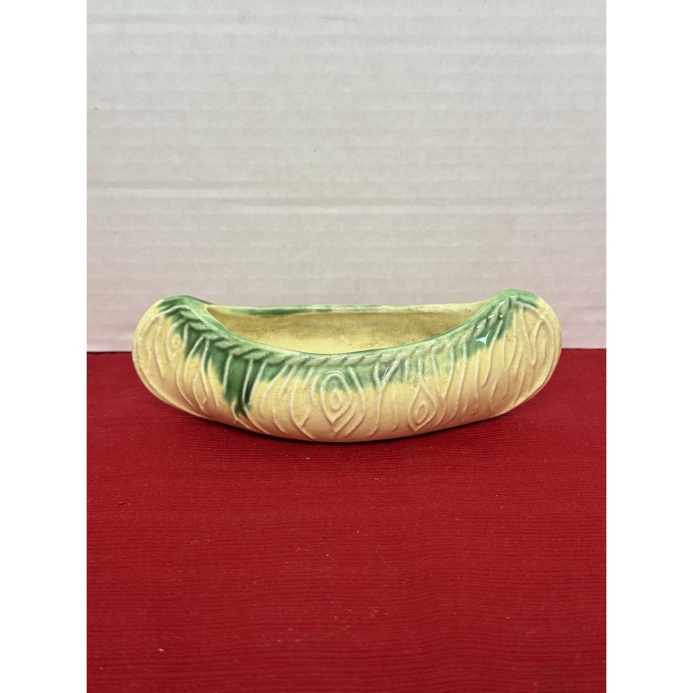 Vintage Hand-Glazed Earthenware Pottery Canoe Planter 5.5" By 2"